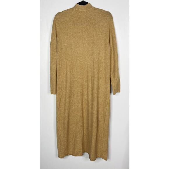 Lou & Grey Small S Camel Tan Wool Blend Long Length Open Front Cardigan Sweater - Picture 2 of 8